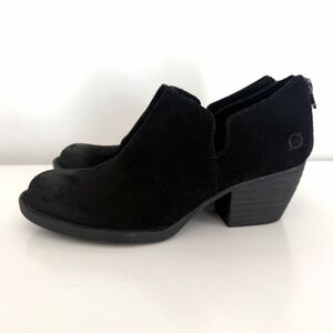 Born Antonia Black Nubuck Distressed Suede Ankle Booties Western Boots Women's 8